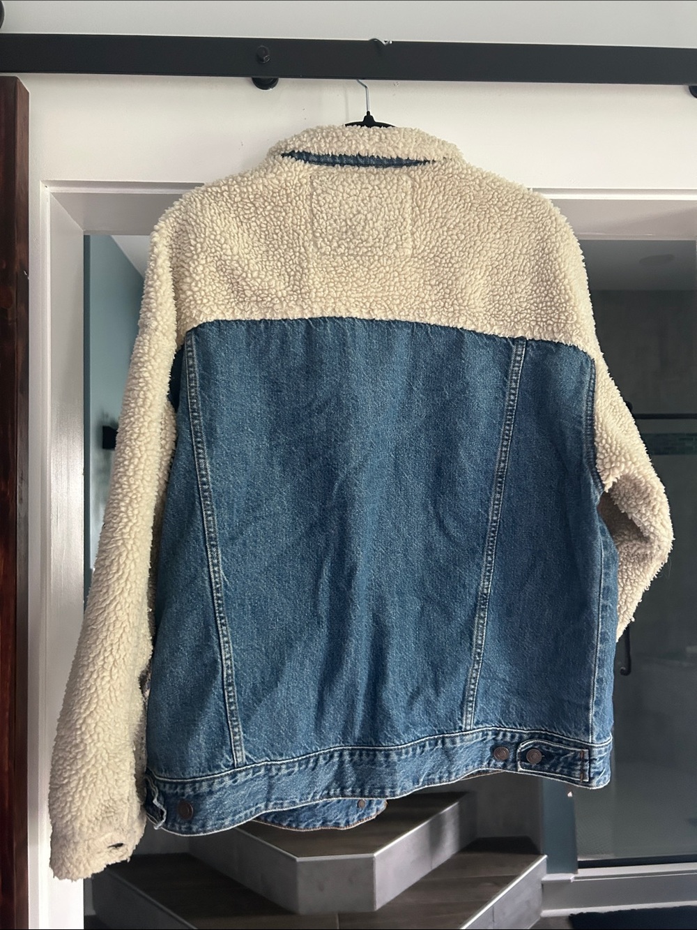 American Eagle Outfitters Blue Denim & Cream Sherpa Jean Jacket - Picture 5 of 5